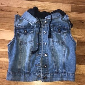Denim jacket with hood